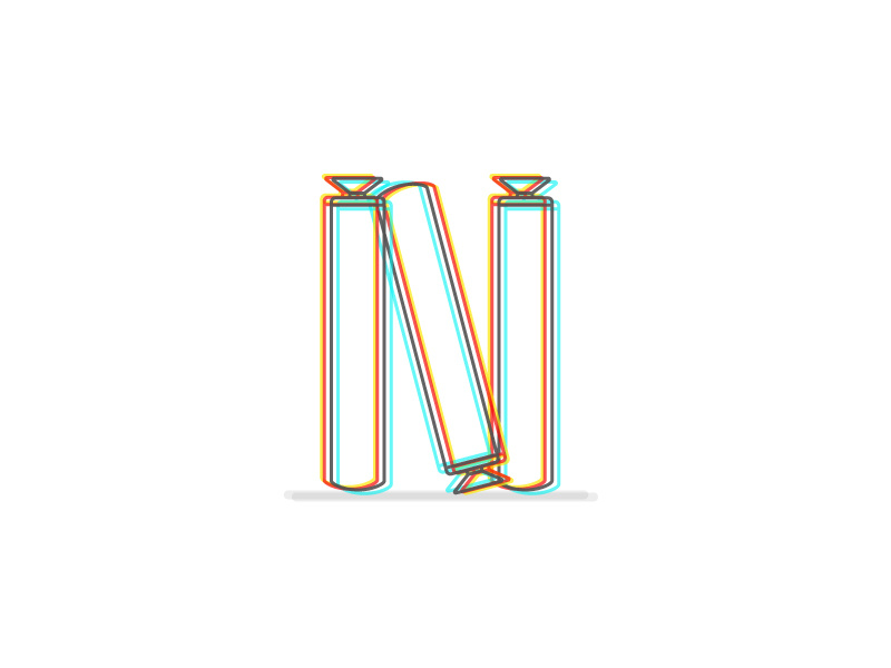 N erf illustration color letter nerf