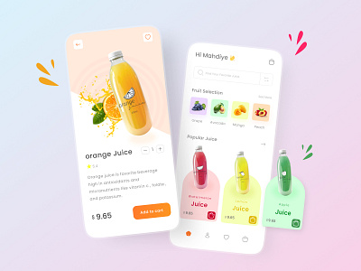 Fruit Juice App app design fresh fruit fruit juice fruit juice app graphic design juice light mobile terend ui uiux
