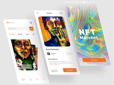 NFT Marketplace - Mobile App ai app art graphic design nft nft marcketplace ui uidesign uiux