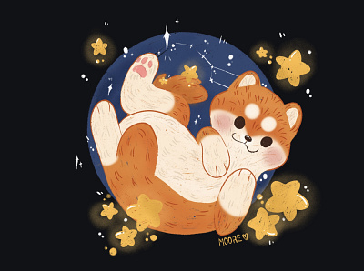 Counting stars animal illustration animals dog dog illustration illustration shiba shiba inu