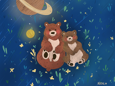 Dreamers animal illustration animals bear bear illustration bears children illustration illustration night illustration procreate