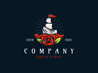 Sailboat Rose beauty boat boat logo brand logo cruise design flower flower logo logo logo creator logo design logo designer lux rose rose logo