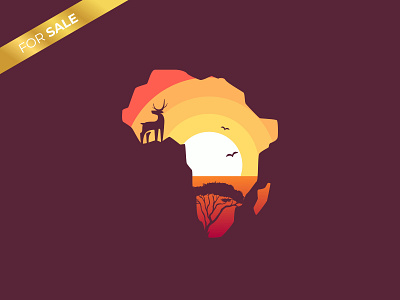 African Sunset Logo african african map concept deer design designer graphic graphic design logo logo design logo designer map map logo sunset sunset logo wild