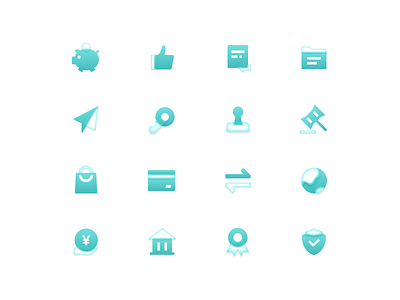 Fintech icons fintech glass green icon illustration web