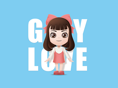 Cartoon character for GY blue cartoon character cute girl illustration pink smile two heads