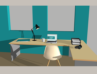 home office 3d modeling sketchup
