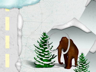 Winter Rebound ice road snow tree wooly mammoth