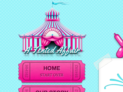 Wedding Website - Update balloons carnival circus envelope tent ticket tickets wedding