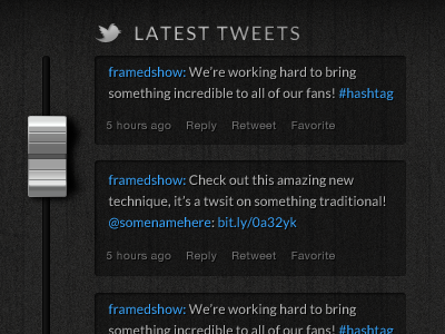 Latest Tweets dark wood framed handle slider toggle tweets twitter
