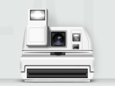 White Polaroid Camera camera flash lens rebound white