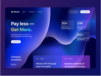 Miracle - Landing page background blue communication concept corporate design figma gradients internet net style ui ukraine ux website