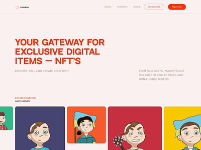 kometa. — NFT marketplace accent colors concept design dribblers figma hype logo marketplace nft pallete red shop ui ukraine userinterface ux