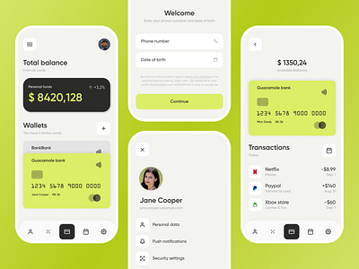 Personal Banking Mobile App app bank banking concept design dribbblers figma finance green journal mobile style ui ukraine ux wallet