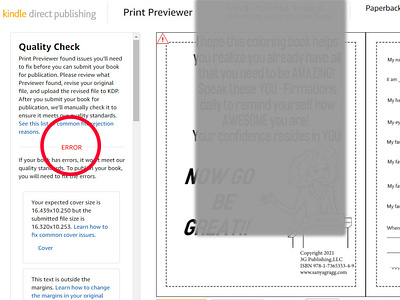 Fix error rejected  cover or manuscript for amazon