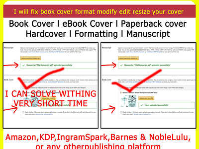 My service fixing the book cover format, modifying, editing, and