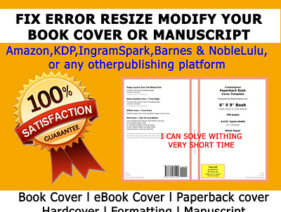 FIX ERROR RESIZE MODIFY YOUR BOOK COVER OR MANUSCRIPT amazon book cover childrens book coloring book design ebook design fix error cover illustration kindle publisher logo