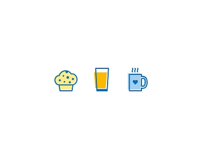 Good Morning icon set (updated) blueberry muffin breakfast coffee mug icon morning orange juice vector