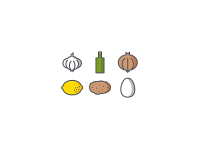 Home Cooking icons cooking egg garlic home cooking icon set icons lemon olive oil onion potato vector vegetables