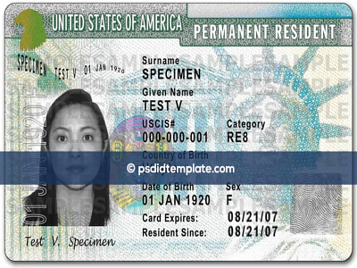 USA Permanent Resident Card PSD Template (New Edition) by PSD ID ...