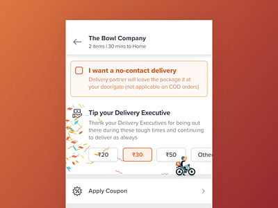 Delivery Executive Tip after effects animation cart delivery design food gif microinteraction payment productdesign swiggy tip ui ux