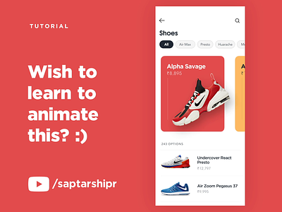 Parallax Swipe Mobile UI - E Commerce after effects animation app design ecommerce gif motion nike parallax parallax effect prototype shoes swipe ui ux