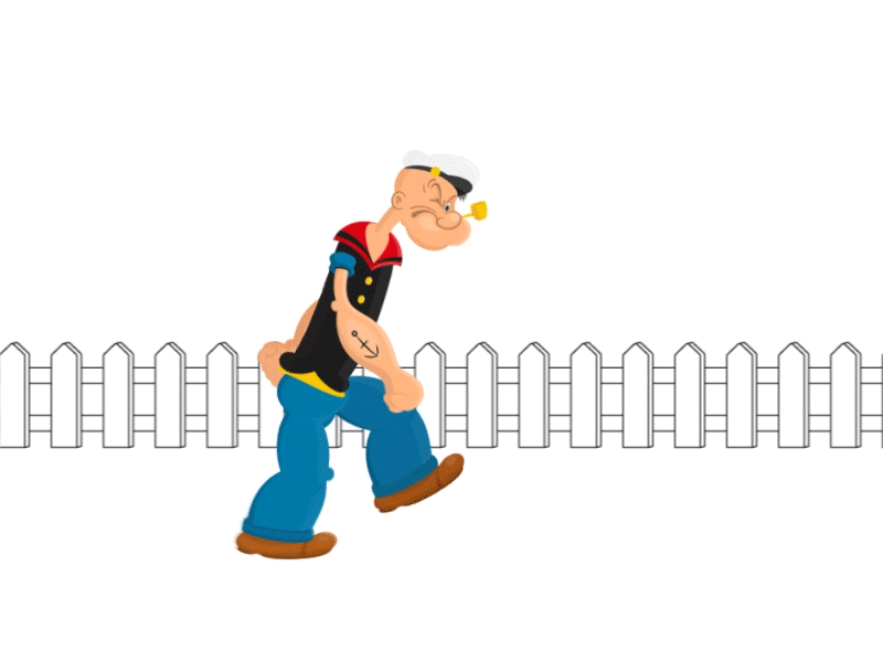 Popeye is cooler when he walks 2d after effects animation cartoon character gif graphic illustrator motion popeye sailor walk cycle