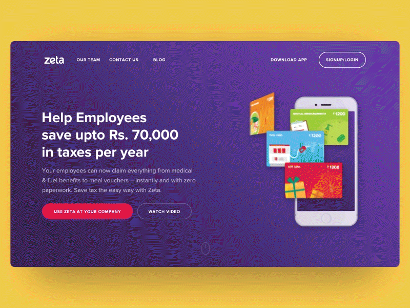 Zeta Website - Home after effects ux ui benefits cards phone animation gif homescreen website