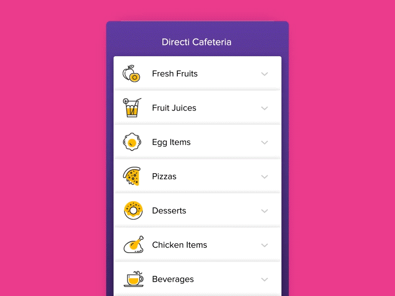 Zeta Express - Remote Food Ordering accordion after effects drop down food food ordering gif motion pizza prototype ui ux
