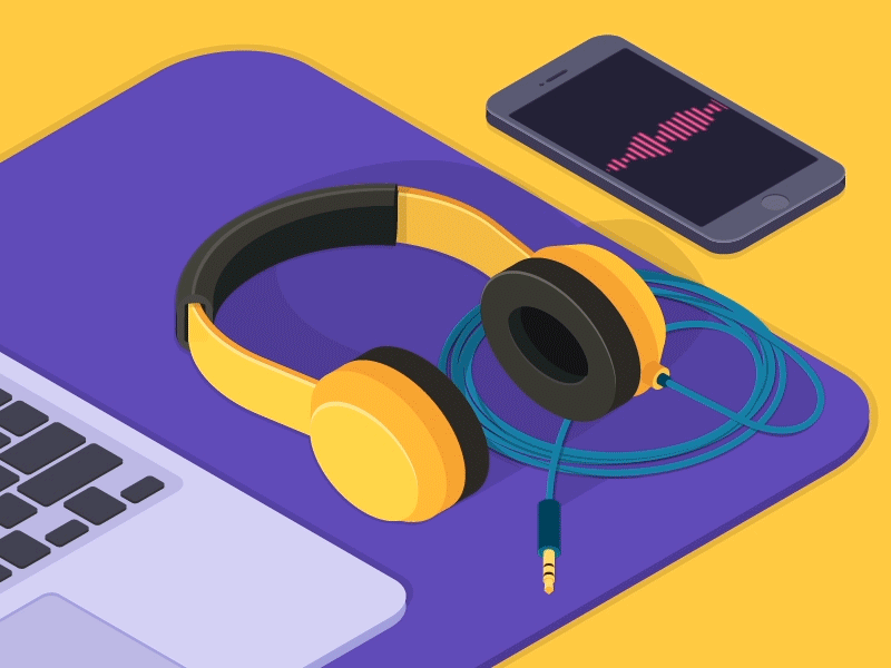 Isometric Headphones 3d desk headphone illustration iphone ipod isometric isometric illustration laptop macbook music player