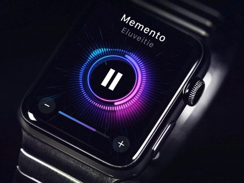 Play Pause Music - Apple Watch animation applewatch beats equalizer music musicplayer play pause radial ui ux visualisation waves