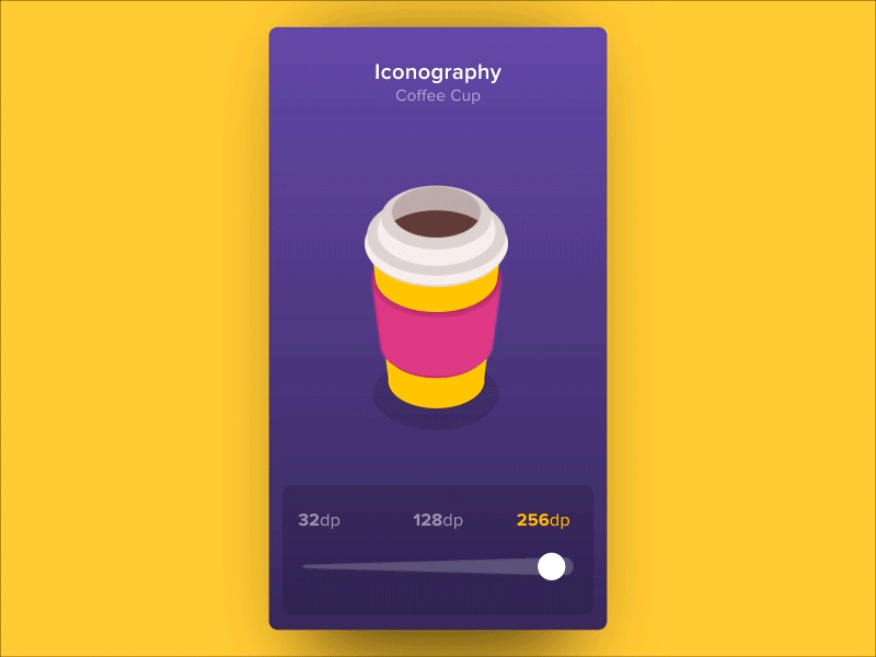 Responsive Illustrations coffee cup icon illustrations isometric line drawing morph select size slider ui ux