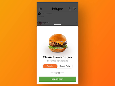 Order Food on Instagram - Concept animation burger design food food app gif instagram motiondesign prototype swiggy ui ux