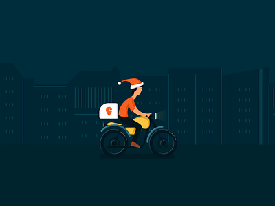 Merry Christmas🎅🎄 after effects animation bike christmas delivery festival fireworks food gif happiness holidays night santa swiggy
