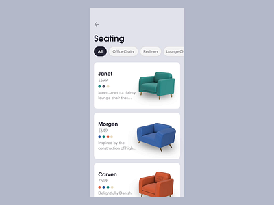 Furniture Shopping - 3D 3d after effects animation c4d chair clean customize design ecommerce furniture gif prototype sofa ui ux