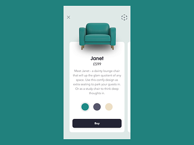 Furniture Shopping - 360° view 360 view 3d aftereffects animation app design c4d clean customize ecommerce furniture gif prototype sofa ui ux