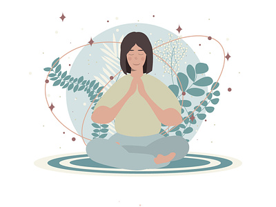 Meditation process in flat illustration