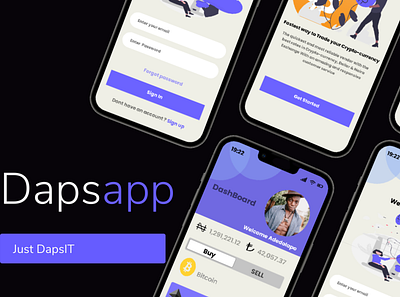 DapsApp Cryptocurrency Exchange app branding cryptocurrency cryptocurrencyapp design landingpage mobileapp ui