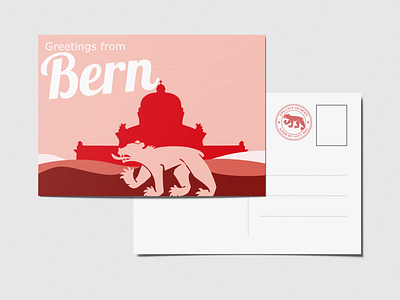 Bern Postcard Design III adobeillustrator adobephotoshop graphic design pink colors postcard design print design