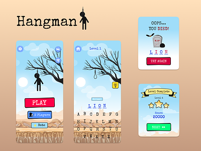 Hangman 3d animation design game graphic design hangman illustration mobile mobile game ui ui design ux