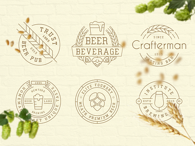 Beer Badges And Logos aged beer brewery emblem homebrew hop label logo logotype old retro vintage