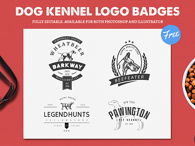 Dog Kennel Logo Badges Freebie badge badgedesign designspiration doglogo free free logo kit freelogo handmade kennel tshirtdesign veterinary vintage