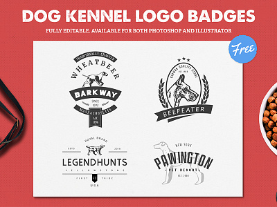 Dog Kennel Logo Badges Freebie