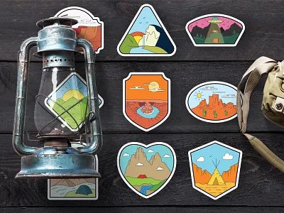 American National Parks Stickers badge camping outdoors grand teton logo logo kit moab mountain national park vintage logo wyoming