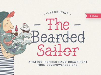 The Bearded Sailor - Tattoo Font american font handdrawn ink inked lettering nautical retro sailor tattoo traditional vintage