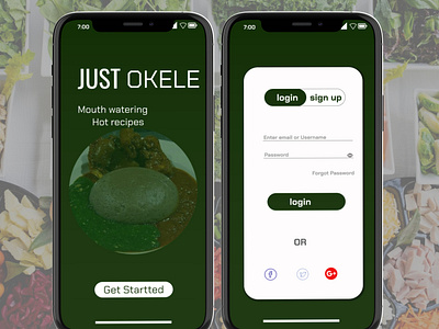 Food app ui mockup