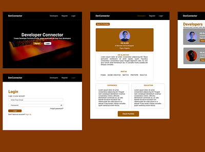 A DevConnector web app design.