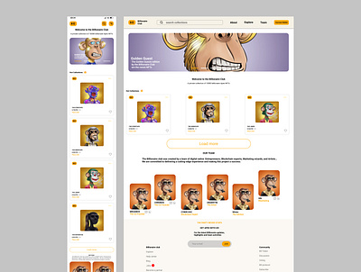 Billionaire club new nft collection landing page design