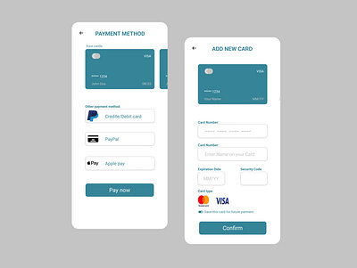 Mobile payment screen interface dailyui design mobile design mobile payment payment type ui ux ux design vector