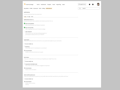 Web Notification Settings Design app branding dailyui design mobile design ueresearch ui ux uxdesign webinterface webui