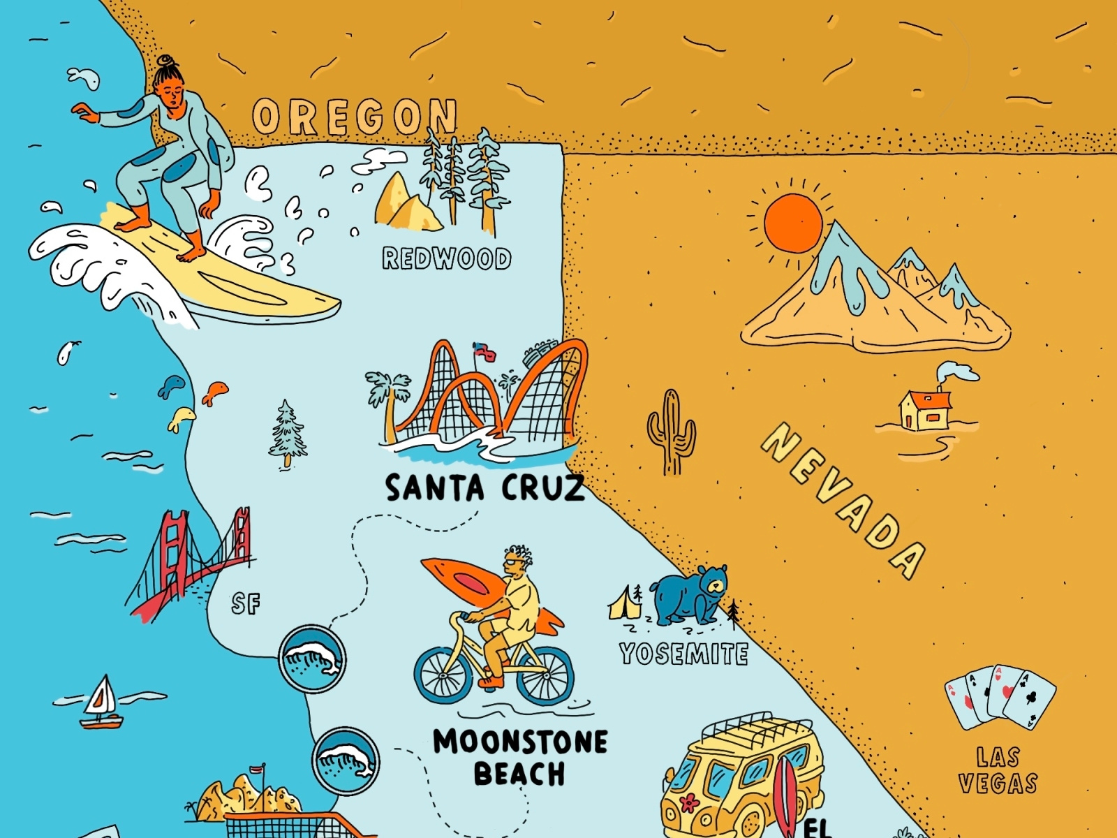 California Map Illustration by Sam Silverman on Dribbble